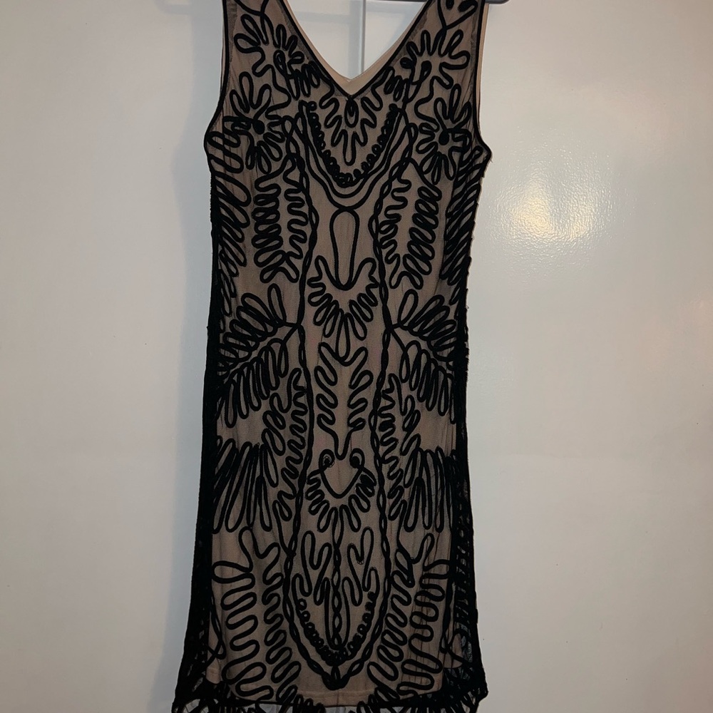Sharon Max Elegant Black Patterned Dress Sz large
